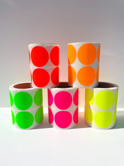 Fluoro Circle Labels - 55mm - Assorted Colours